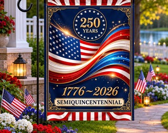 250 Years Semiquincentennial Flag – Crossed American Flags, Vintage Patriotic Decor
