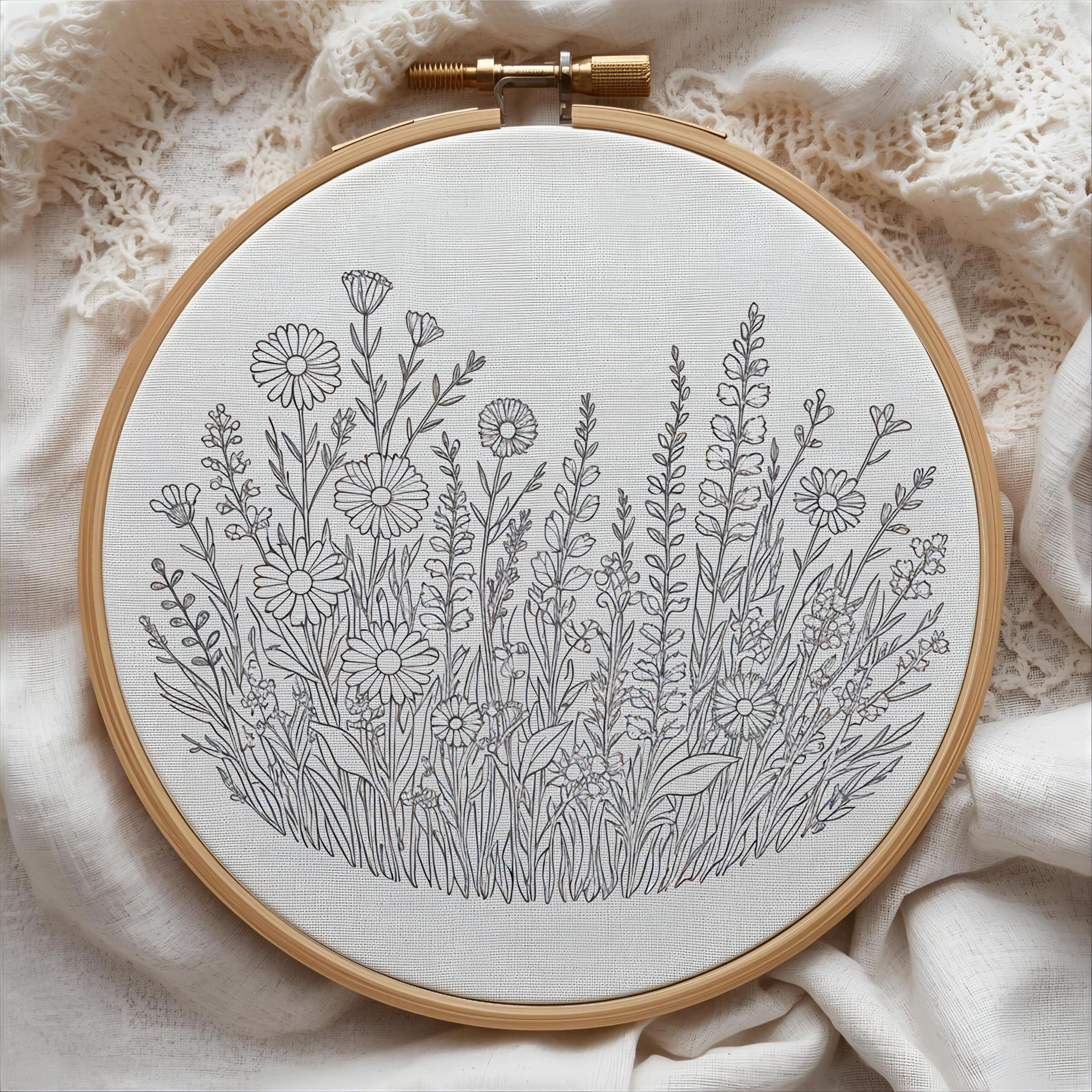 Wildflower Meadow Embroidery Pattern PDF | Soft Floral Hoop Art ...