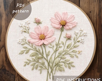 Schmuckkörbchen Blume, Stickmuster, PDF-Download, Wildblume Stickrahmen