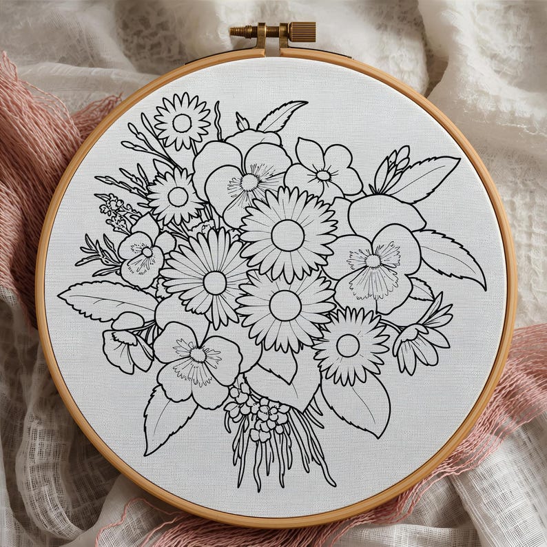 Hand Embroidery Pattern – Violets Bouquet | Purple Wildflowers Design ...