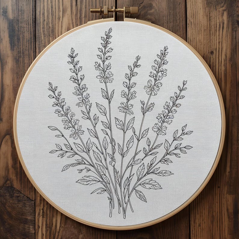 Lavender Embroidery Pattern, Botanical Floral Hoop Art (PDF Pattern) - Etsy