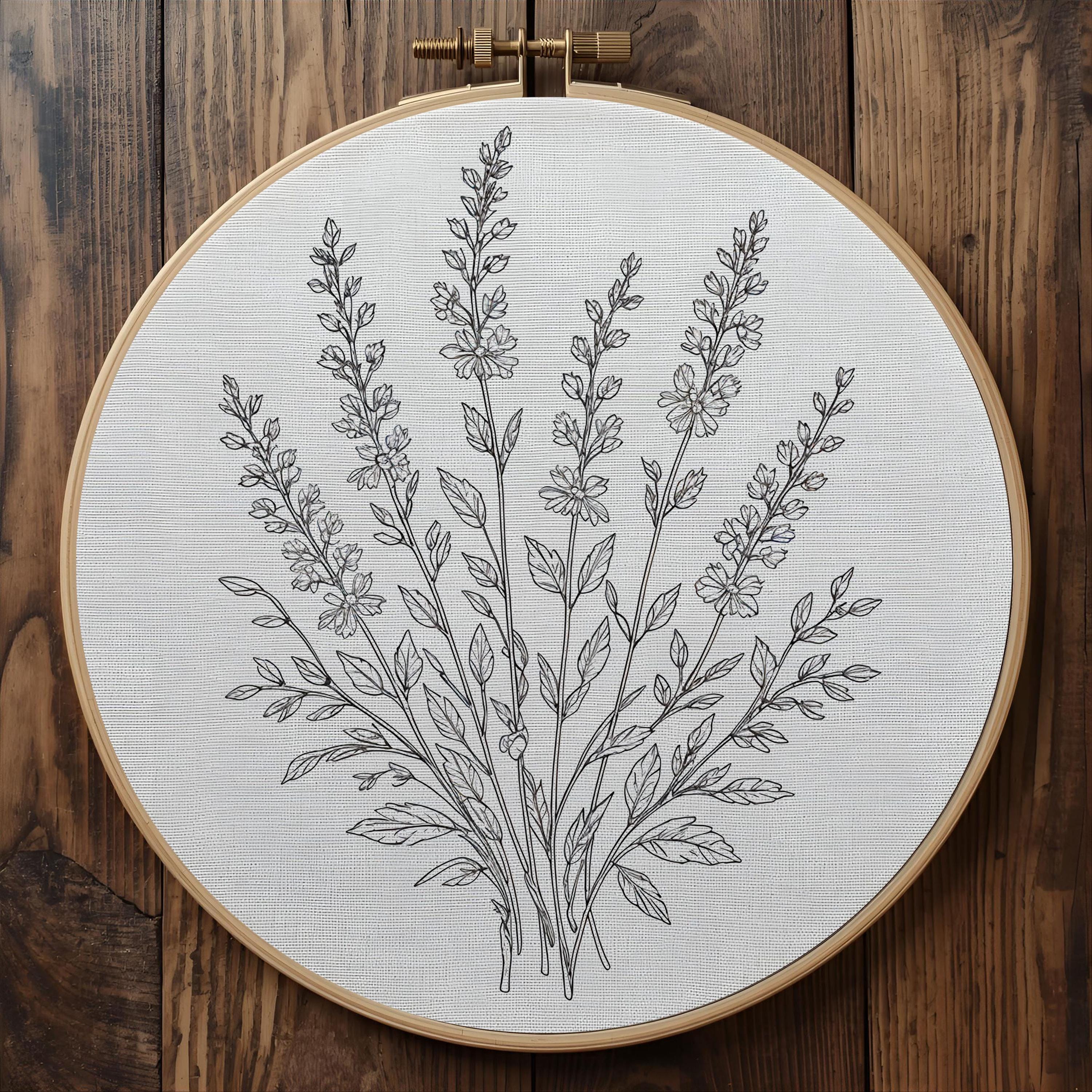 Lavender Embroidery Pattern, Botanical Floral Hoop Art (PDF Pattern) - Etsy
