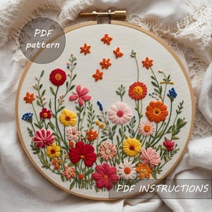 Cottagecore Wildflower Embroidery Pattern | Meadow Flowers PDF | Rustic Botanical Hand Embroidery Download