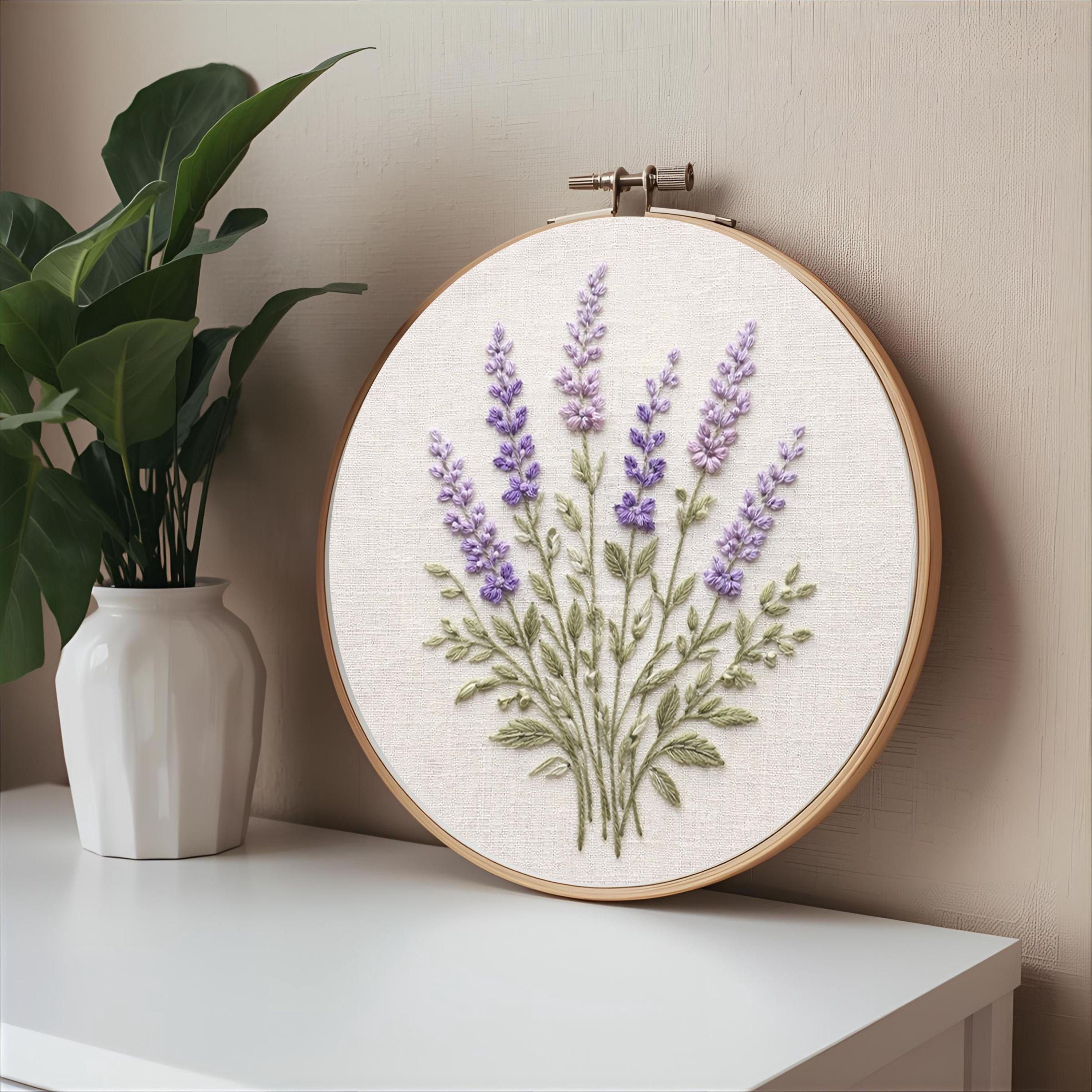 Lavender Embroidery Pattern, Botanical Floral Hoop Art (PDF Pattern) - Etsy