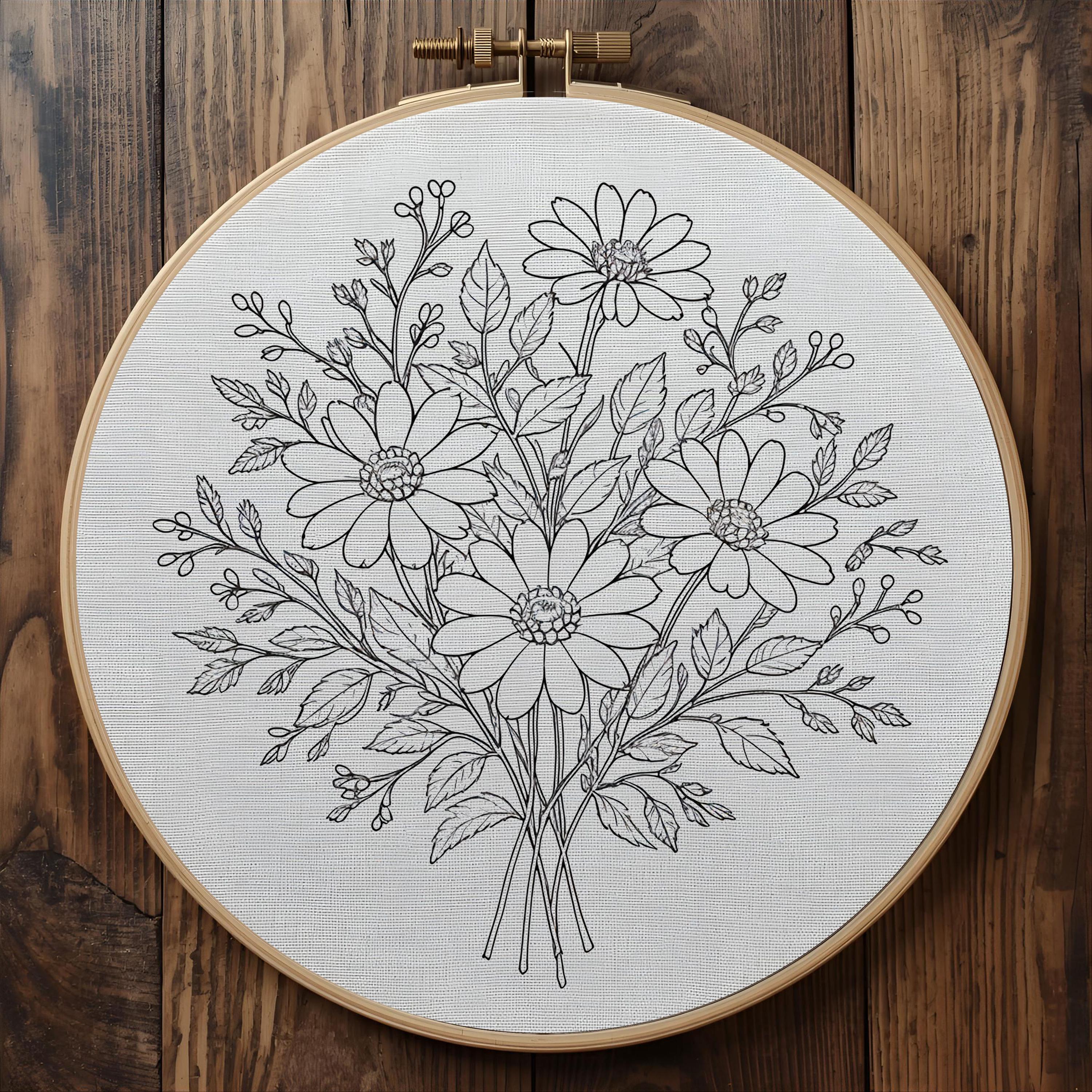 Daisy Wildflower Embroidery Pattern, Botanical Floral Hoop Art (PDF) - Etsy
