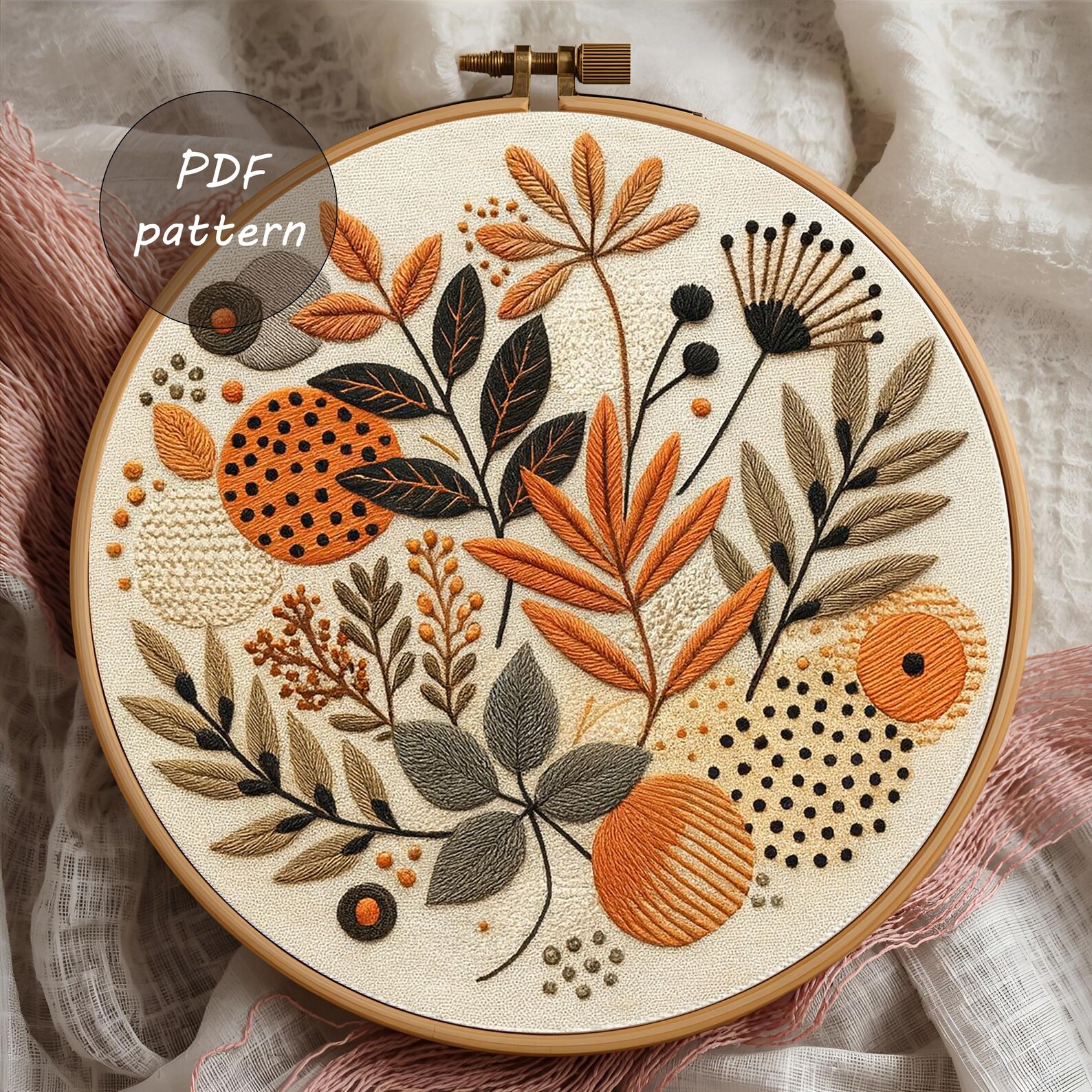 Boho Pastel Floral Embroidery Pattern | Delicate Flower Hoop Art | Soft ...