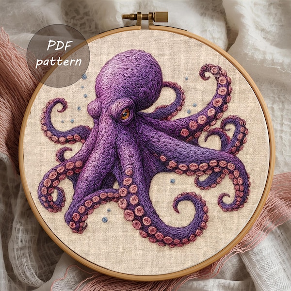 Stickmuster Oktopus | Ozean Tier Design | Maritime Meereskreatur PDF