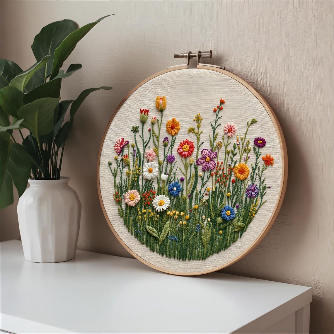 Wildflower Meadow Embroidery Pattern PDF | Soft Floral Hoop Art ...