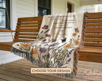 Customizable Retirement Blanket Custom Gift For Women Retired Nurse Teacher Doctor Personalizable Employee Goodbye Coworker Farewell Present