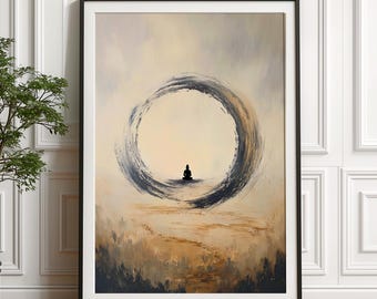 Zen Circle Enso Art Print, Japanese Meditation Decor, Mindfulness Poster (Physical Print)