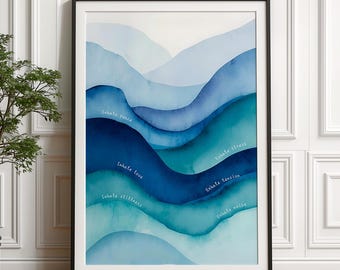 Waves Of Ocean, Mindful Breathing Poster, Therapy Office Decor, Counselling Room Art (Physical Print)