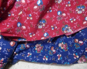 Color Coordinated Floral Burgundy/Navy Cotton Fabric-46" wide--17 Yards total
