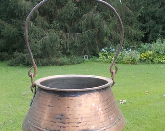 REDUCED--Antique Copper Pot with handle