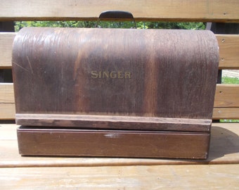 Antique Singer Sewing Machine Bentwood Carrying Case w/Metal Handle-No Key