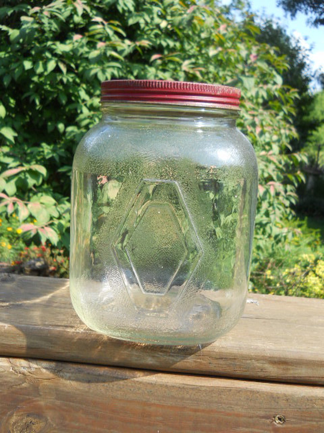 Vintage square clear glass Hazel Atlas large coffee jar with Etsy