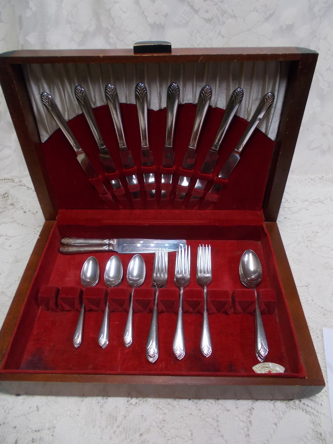 1934 Wm Rogers Sectional IS ELITE Silverplate-36 Pieces W/wood