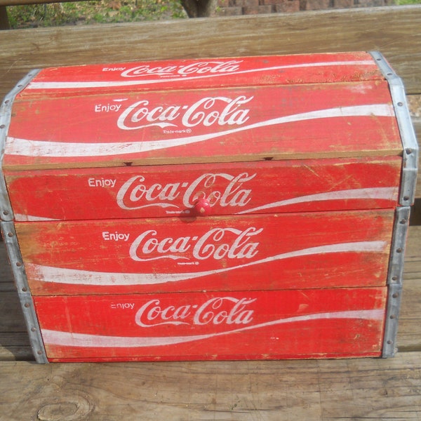 Vintage Unique Coca Cola Wood Crate Storage Chest Handmade from Vintage Coca Cola Soda Boxes-Soda Crates--Curved Top--Sturdy Box