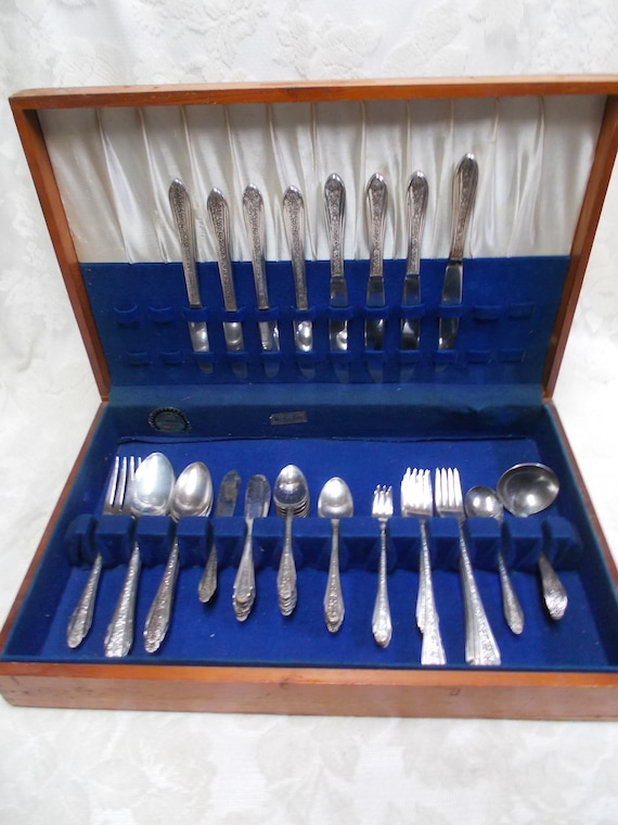 66 Pieces Rogers Cutlery Co Silver Plate Flatware 1949 Modern Etsy