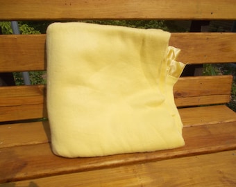 Vintage NOS Acrylic Lemon Yellow Blanket-Yellow Satiny Binding on Both Ends