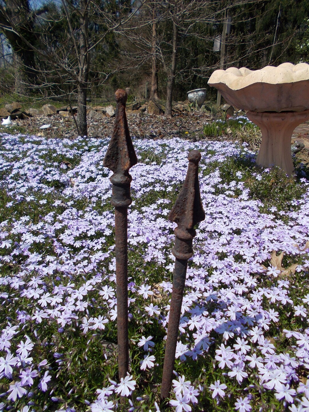 3 Antique Cast Iron Fence Finials With Stakesrusticprimitivegarden