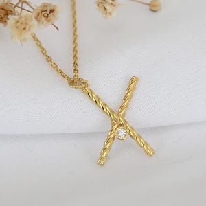 Buchstaben Kette mit Stein, Initialen Halskette Silber, Muttertagsgeschenk, Monogramm Schmuck, Gift for Mom, Initial Pendant