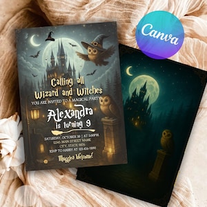 Editable Wizard Birthday Invitation: Magical Castle Party (Digital Download)