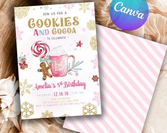 Gingerbread Cookie Cocoa Birthday Invitation: Editable Template (Digital Download 5x7" )