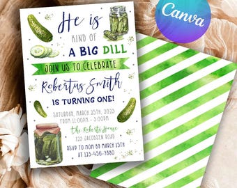 Pickle Birthday Party Invitation: Editable Dill Theme (Digital File, 5x7" )