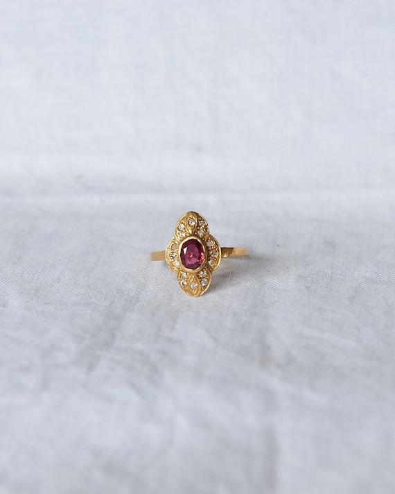 Diamond & Ruby 9ct Gold Ring - image 1