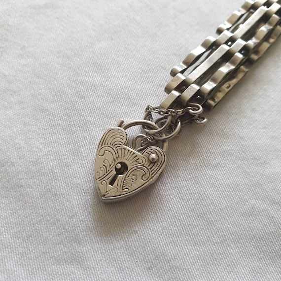 Vintage English Sterling Silver Gate Bracelet Bar Link Bracelet