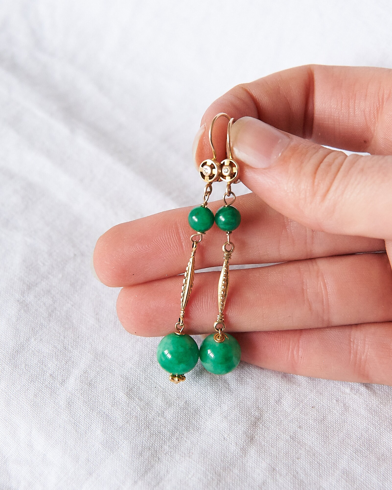 Handmade Jade Earring Set in Gold 9ct Etsy Singapore