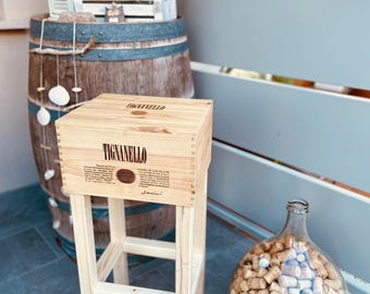 Hocker aus einer Weinkiste aus Holz - Tignanello