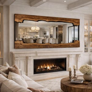 Live Edge Walnut Wall Mirror | Rustic Farmhouse Decor, Real Glass