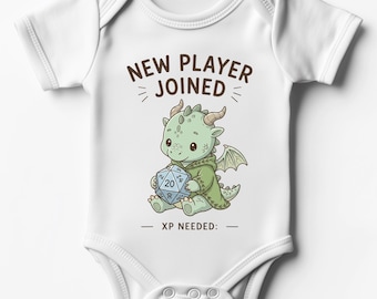 Body per neonato "Nuovo giocatore" • Divertente design RPG per abbigliamento neonato • Regalo nerd per la nascita • Tutina da giocatore D20 • Unisex