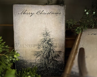 Instant Download Pattern Merry Christmas Tree Art Print on Canvas plus Old Book by Walnut Ridge Primitives