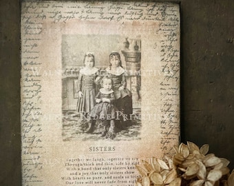 Primitive Pattern Sisters Canvas Panel Tutorial with Printable Image Instant Download