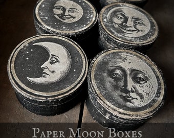 Primitive Halloween Paper Moon Boxes Instant Download Tutorial and Graphics by Walnut Ridge Primitives