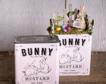 Instant Download Faux Vintage Spice Tin and Spring Diorama Tutorial with Graphics - Bunny Mustard, Pink