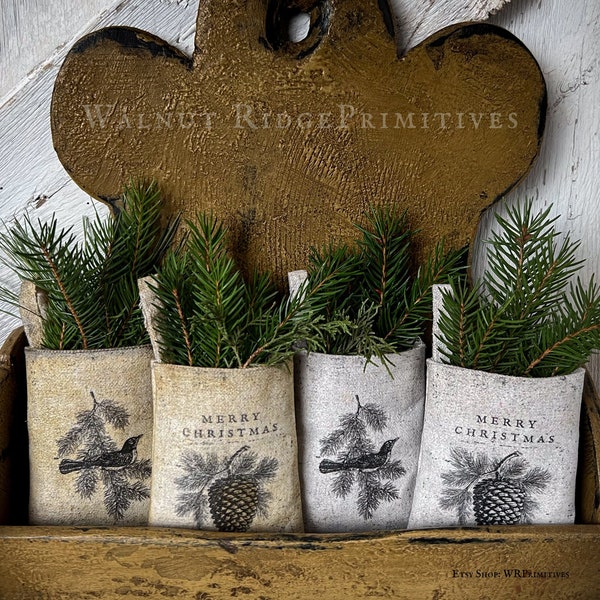 Primitive Farmhouse Sewing Pattern Merry Little Christmas Pockets Instant Download by Walnut Ridge Primitives