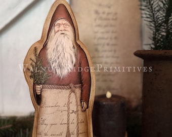 Primitive Paper Santa Pattern #4, Printable Old Fashioned Christmas PDF