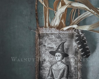 Primitive Halloween Witch's Gathering Hanging Pocket Pattern Instant Download