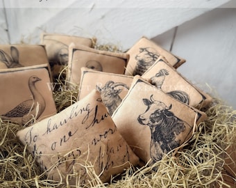 1844 Farmstead Sachets and Bowl Fillers Pattern, Primitive Farm Animal Printable Instant Download