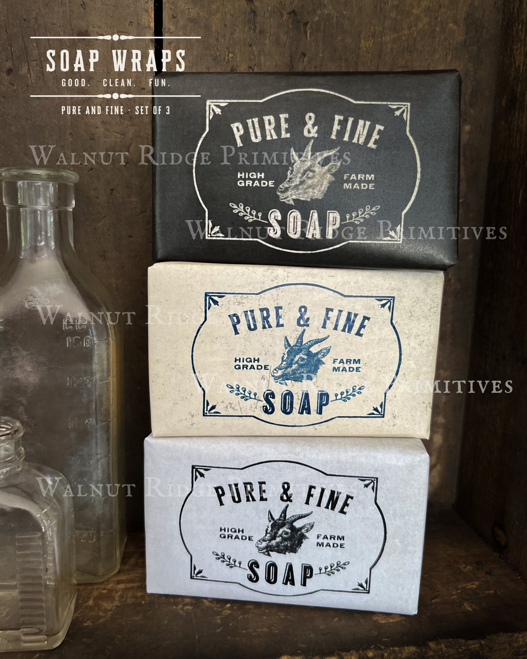 Primitive Vintage Farmhouse Old Fashioned Soap Labels, Wraps - Pure and ...