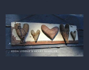 Primitive Heart Sampler Sewing E-Pattern – Edda Lyddle Design (PDF)