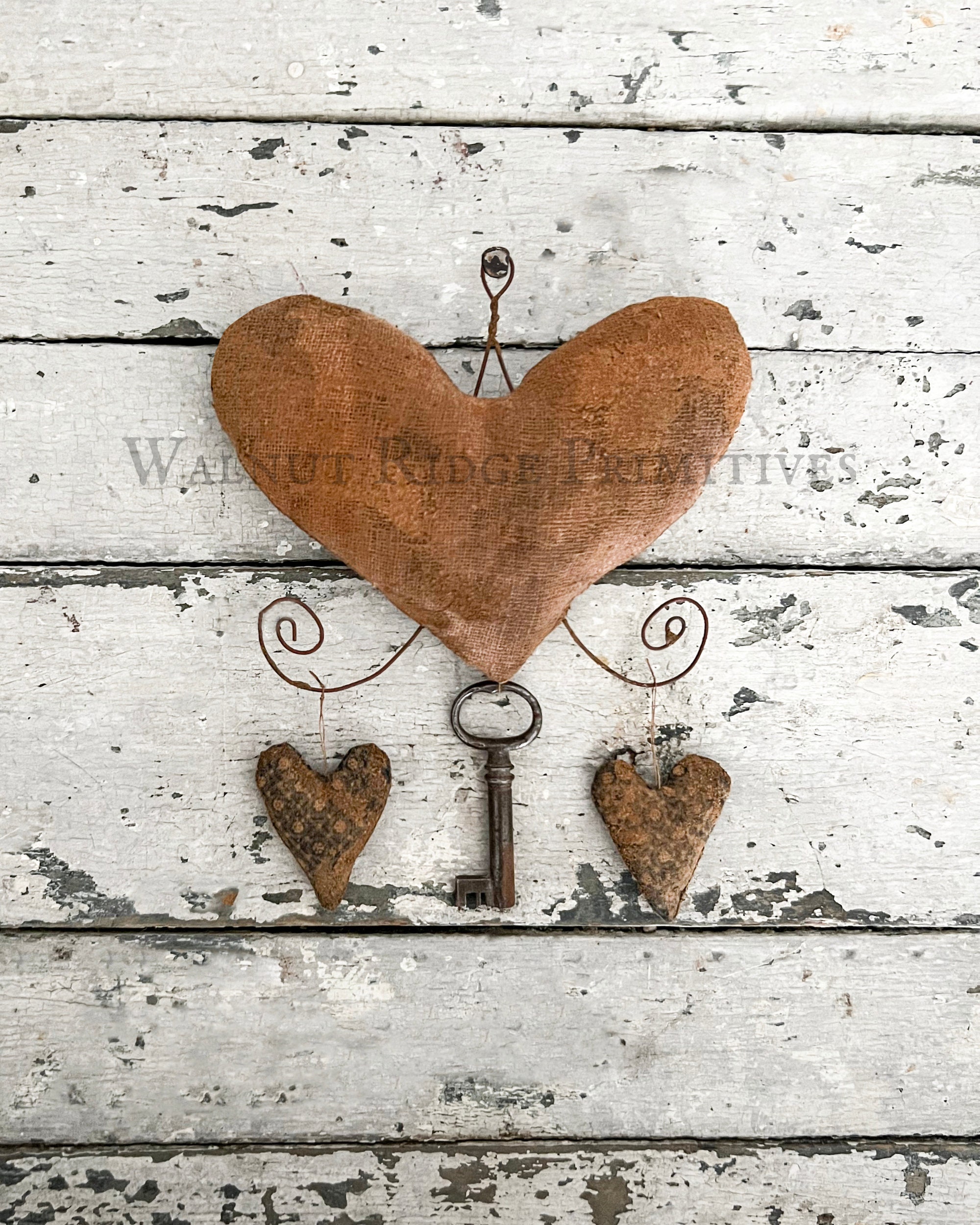 Primitive E-pattern, Hearts Valentine Instant Download Sewing Pattern Loves Key by Walnut Ridge Primitives #156