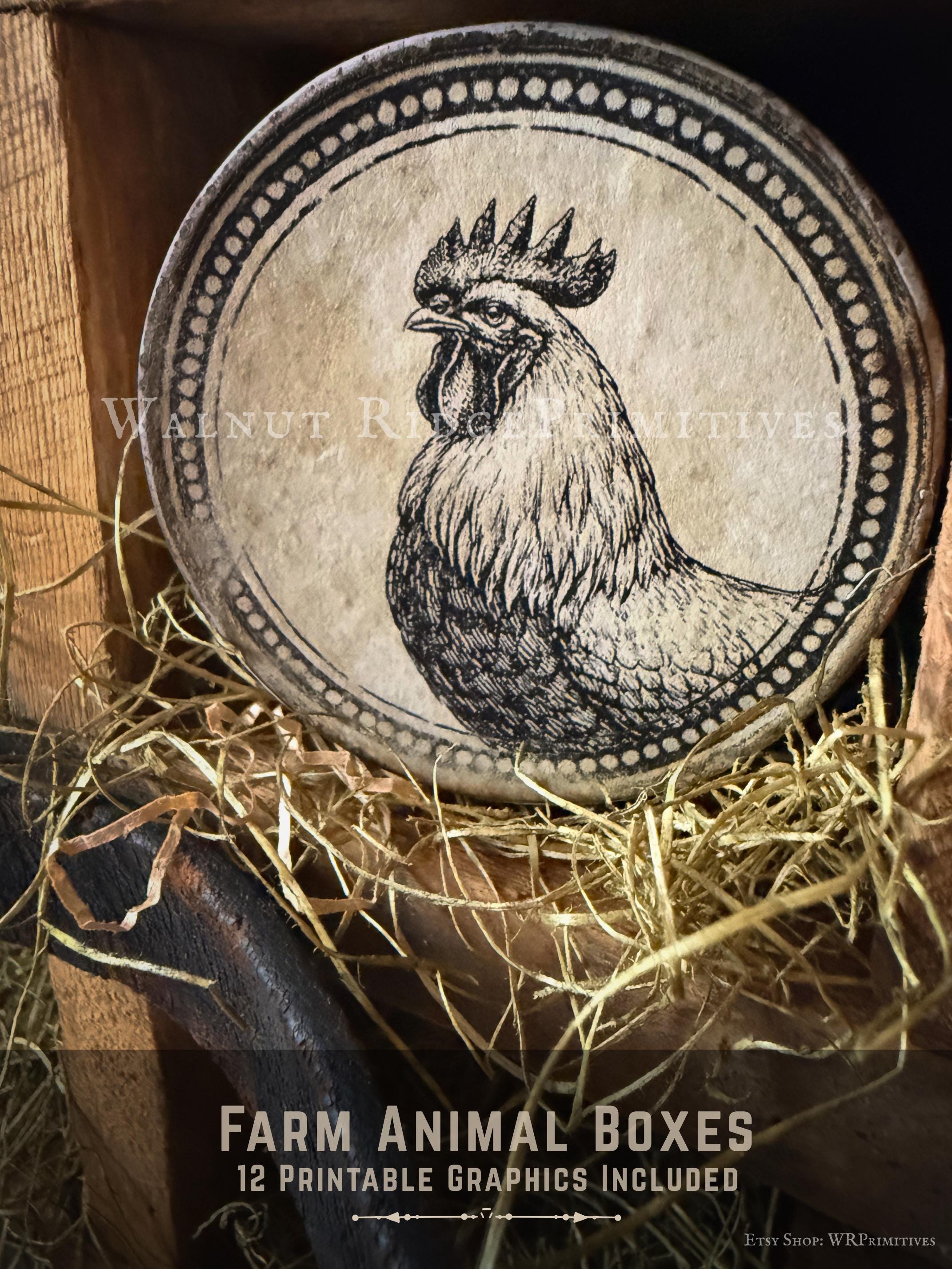 Primitive Farm Animal Boxes Pattern, Printable Farmhouse DIY, Folk Art ...