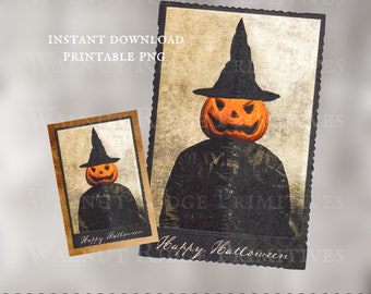 Instant Download Happy Halloween Cabinet Card and Gift Tags Graphics Sheets by Walnut Ridge Primitives