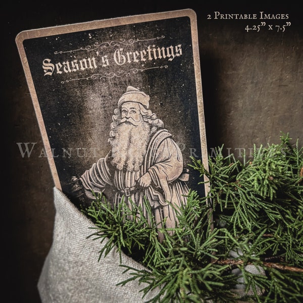 Primitive Christmas Vintage Santa Printable Digital Download Graphics by Walnut Ridge Primitives