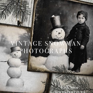 Vintage Snowman Photographs Instant Download Ornaments, Christmas, Winter Pattern by Walnut Ridge Primitives