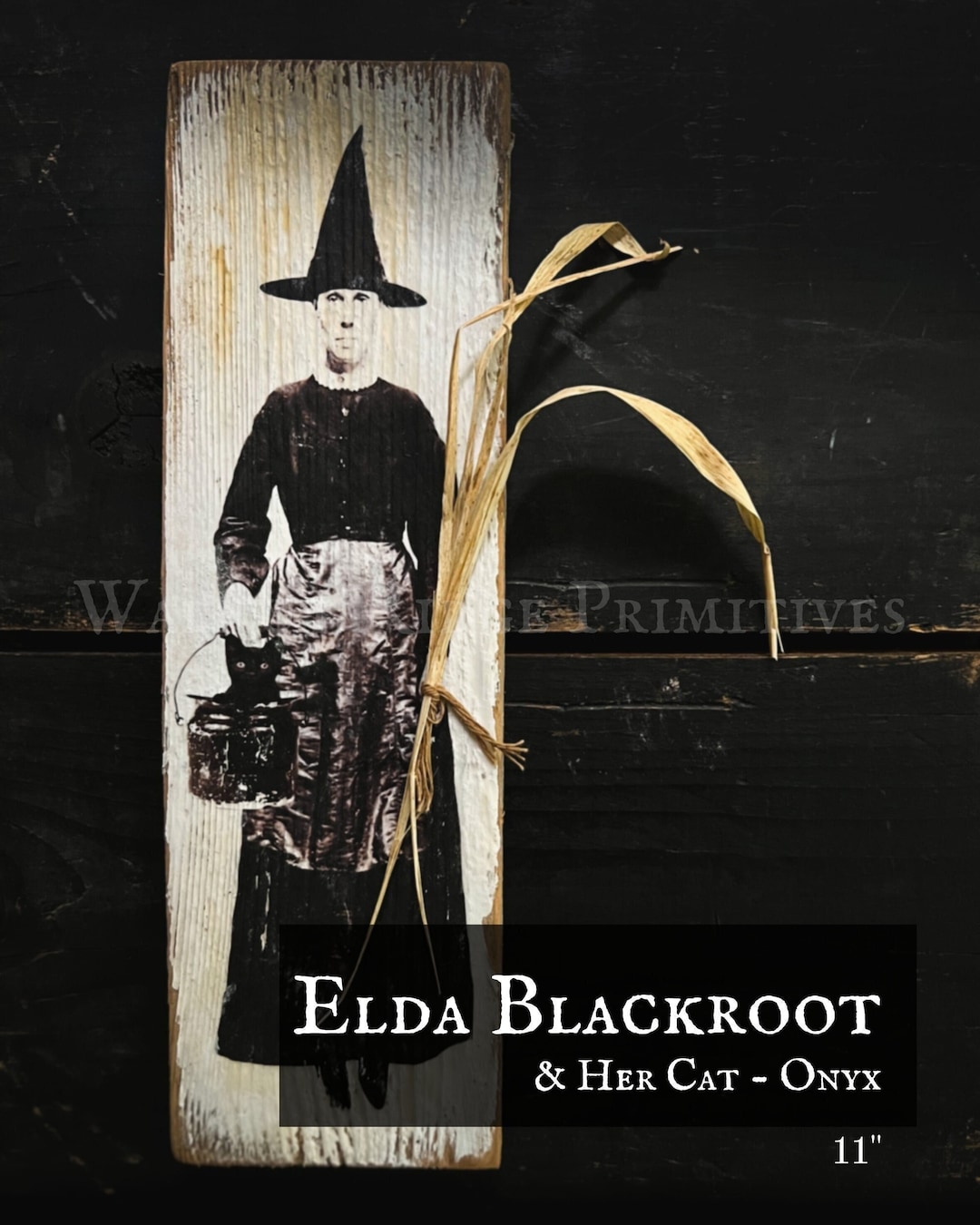 Primitive Halloween E-pattern With Witch and Black Cat Image by Walnut ...